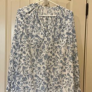 Floral Blue and White Women's Top